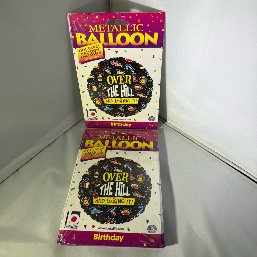 Vtg Betallic “Over the Hill and Losing It” Birthday Metallic Balloon –  Lot of 5
